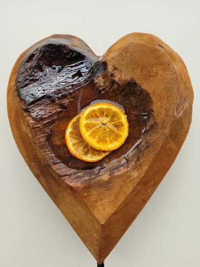 Dřevěné srdce Voňavý pomeranč