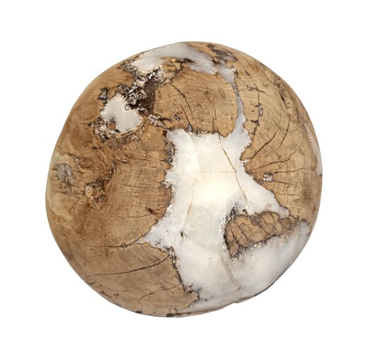 Dekorační dřevěná koule s bílou pryskyřicí