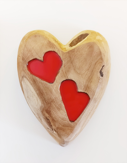 Dřevěné srdce Červené srdce na zavěšení