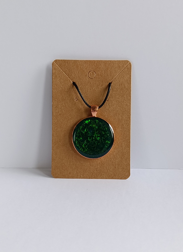 Náhrdelník provázkový - kolečko černé se třpytkami