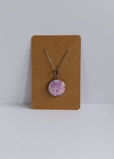 Náhrdelník řetízkový - kolečko s bílou a třpytkami