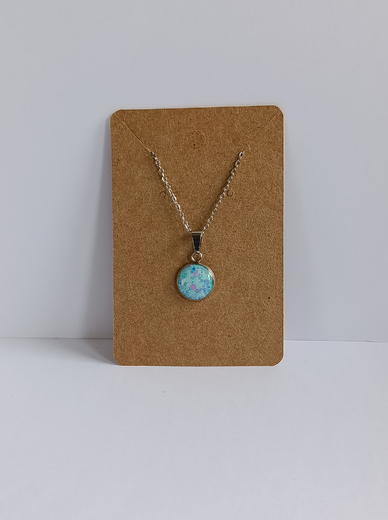 Náhrdelník řetízkový - kolečko bílé se třpytkami