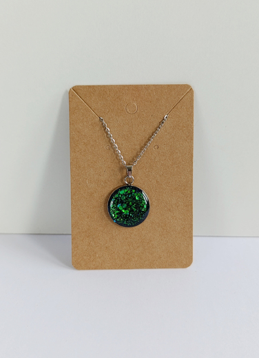 Náhrdelník řetízkový - kolečko s černou a třpytkami