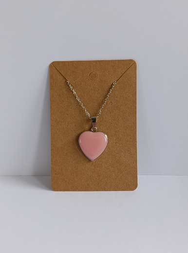 Náhrdelník řetízkový - srdce růžové