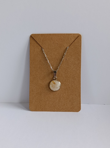 Náhrdelník řetízkový - kolečko béžové se zlatým práškem