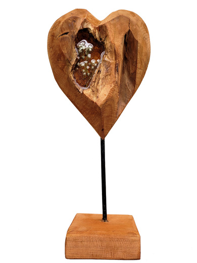 Dřevěné srdce Bílé kvítí - vysoké