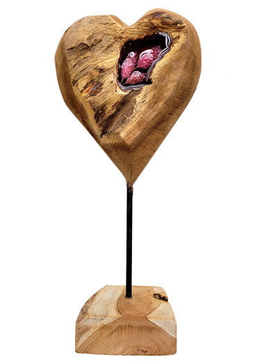 Dřevěné srdce Růžové kvítí - vysoké