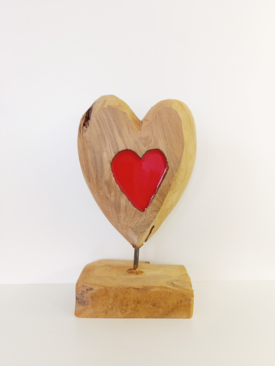 Dřevěné srdce Červené srdce