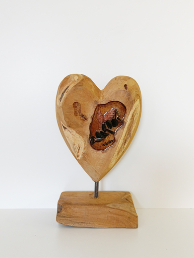 Dřevěné srdce Sušené květiny II.