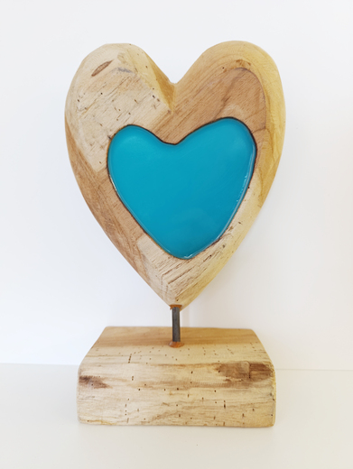 Dřevěné srdce Tyrkysové srdce